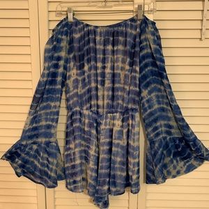 Honey Punch Blue Tye Dye Romper